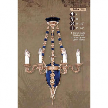 Подвесная люстра 264A 264A/9 AQ COBALT/GARNET CERAMIC фото 1